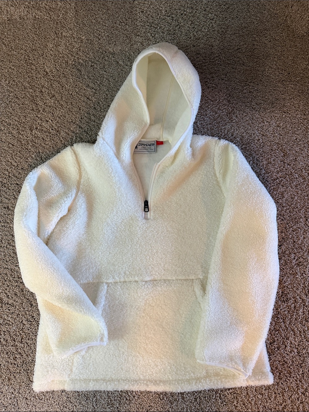 Spyder Cream Sherpa Half-Zip Hoodie Pullover